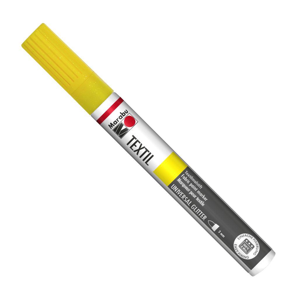 Marabu Textil Painter Glitter - Fabric Paint Marker - 3 MM - Yellow (519)