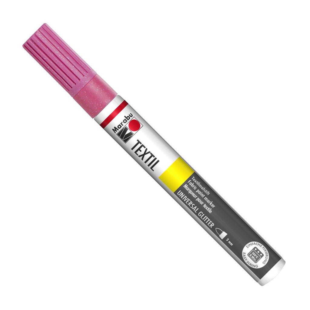 Marabu Textil Painter Glitter - Fabric Paint Marker - 3 MM - Pink (533)