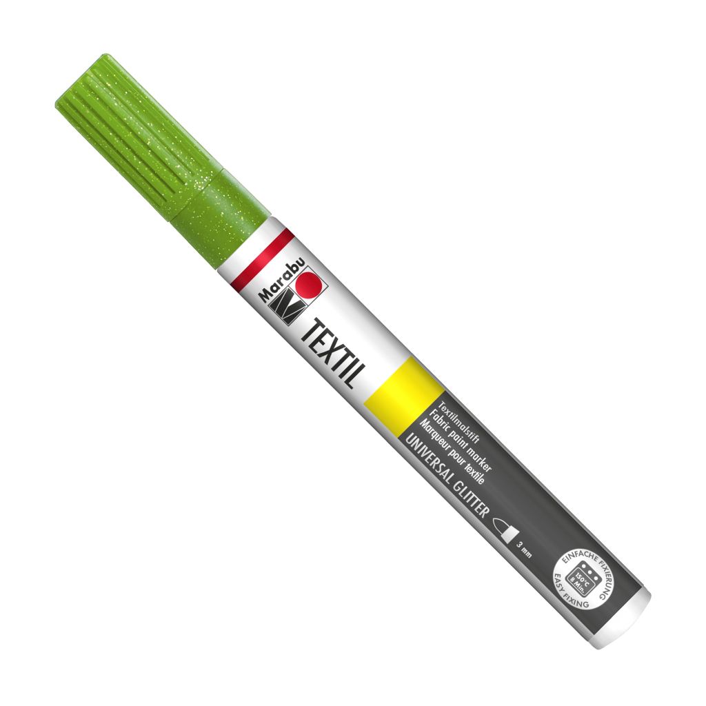 Marabu Textil Painter Glitter - Fabric Paint Marker - 3 MM - Green (567)