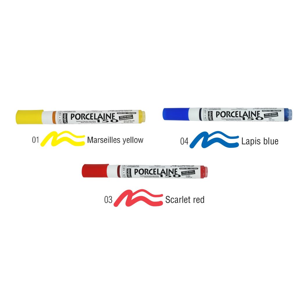 Pebeo Porcelaine 150 Paint Marker - Set of 3 Markers - Fine Tip (0.7 mm)