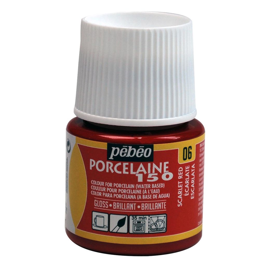 Pebeo Porcelaine 150 Paint - 45 ml bottle - Scarlet Red (06)