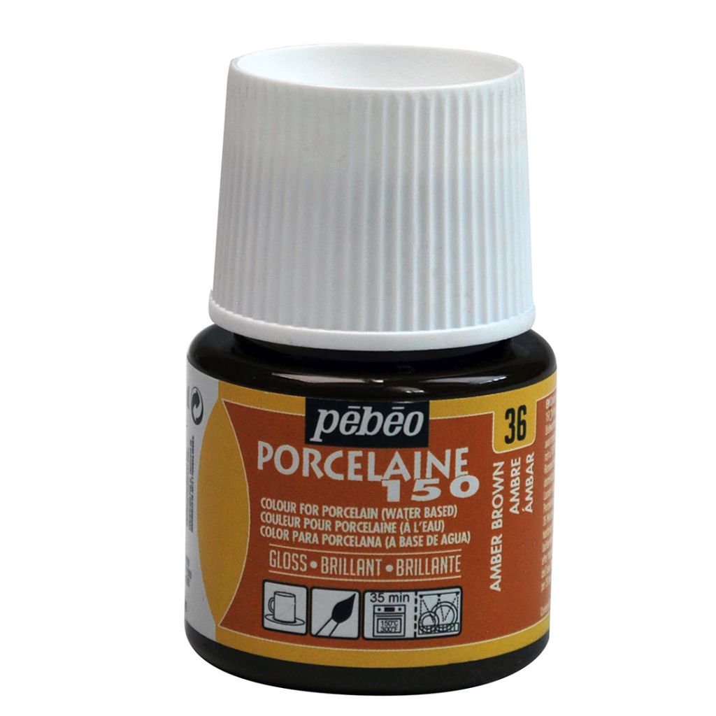 Pebeo Porcelaine 150 Paint - 45 ml bottle - Amber Brown (36)