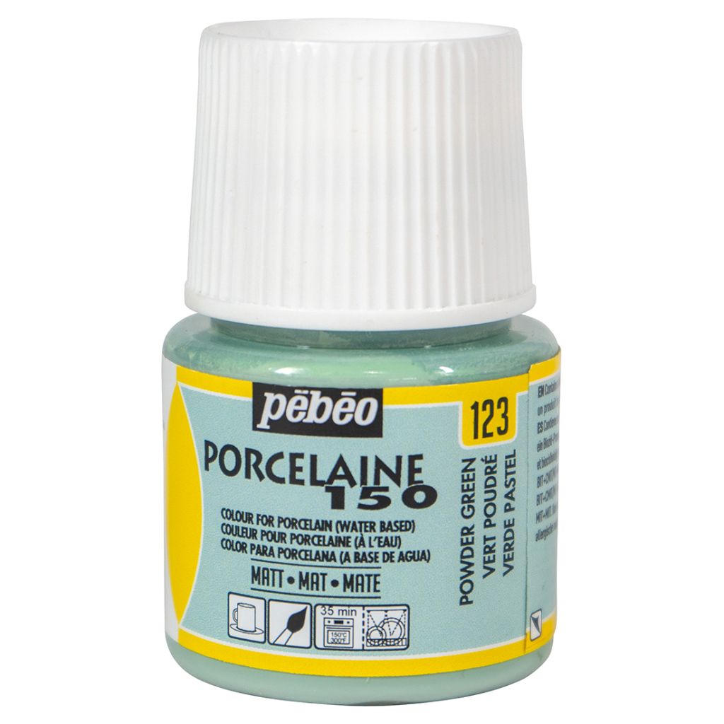 Pebeo Porcelaine 150 Paint - 45 ml bottle - Powder Green (123)