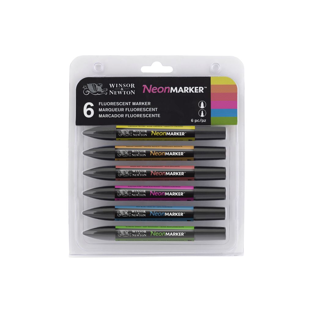 Winsor & Newton ProMarker - Twin Tip - Broad+Fine - Pigment Based - Neon Marker Set