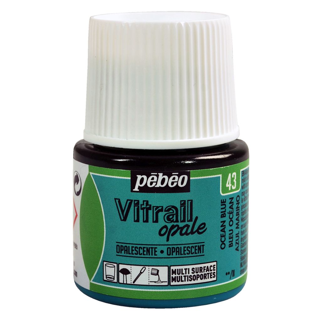 Pebeo Vitrail Opale Paint - 45 ML Bottle - Ocean Blue (043)