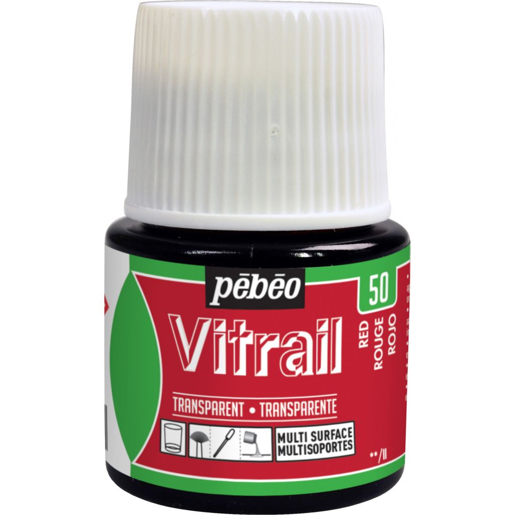 Pebeo Vitrail Paint - 45 ML Bottle - Red (050)