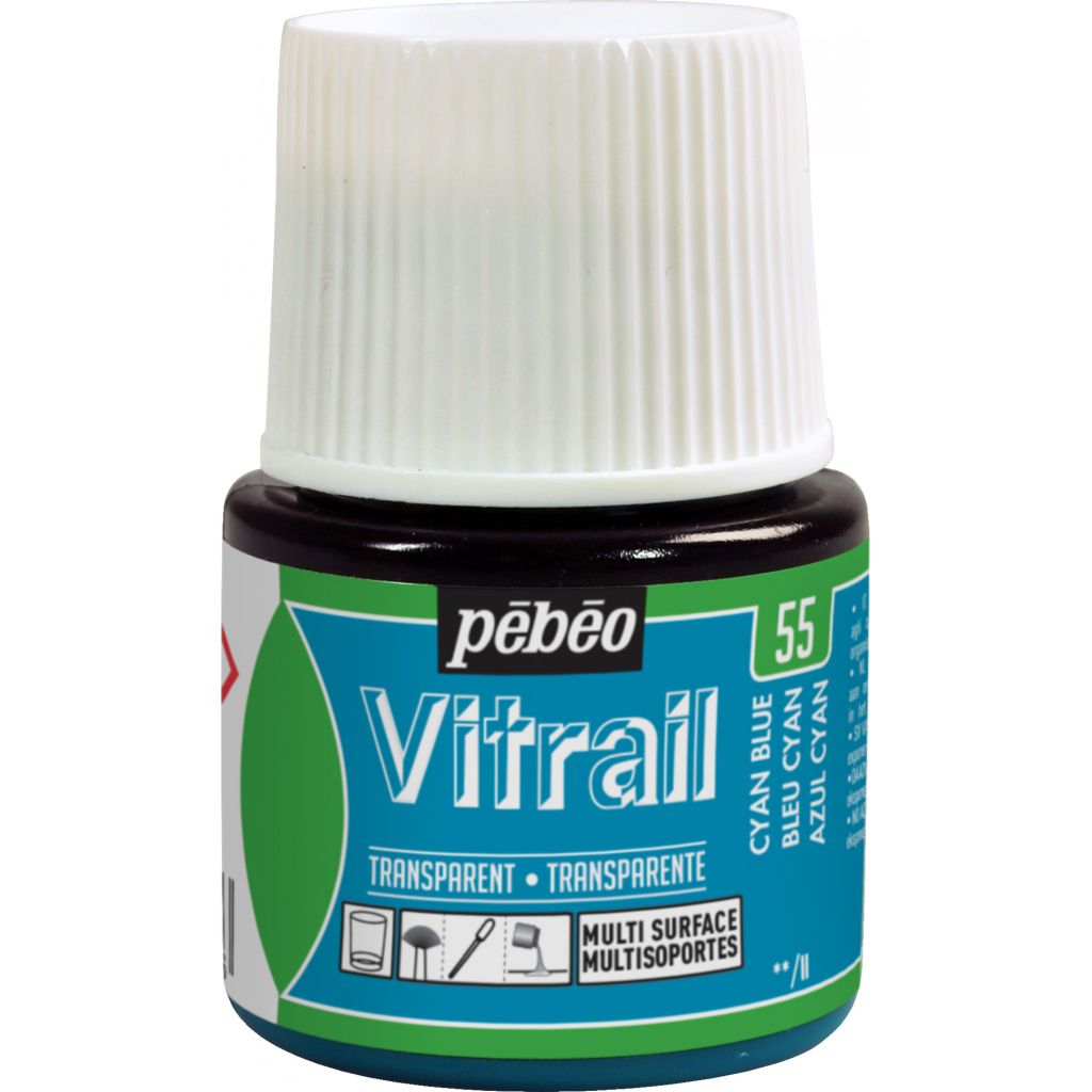 Pebeo Vitrail Paint - 45 ML Bottle - Cyan (055)