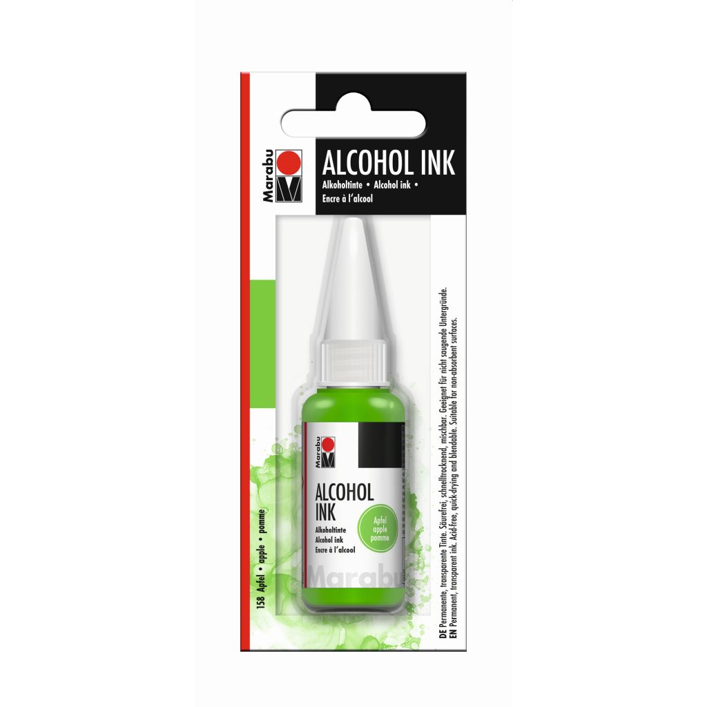 Marabu Alcohol Ink - Bottle of 20 ML - Apple (158) - Blister Pack