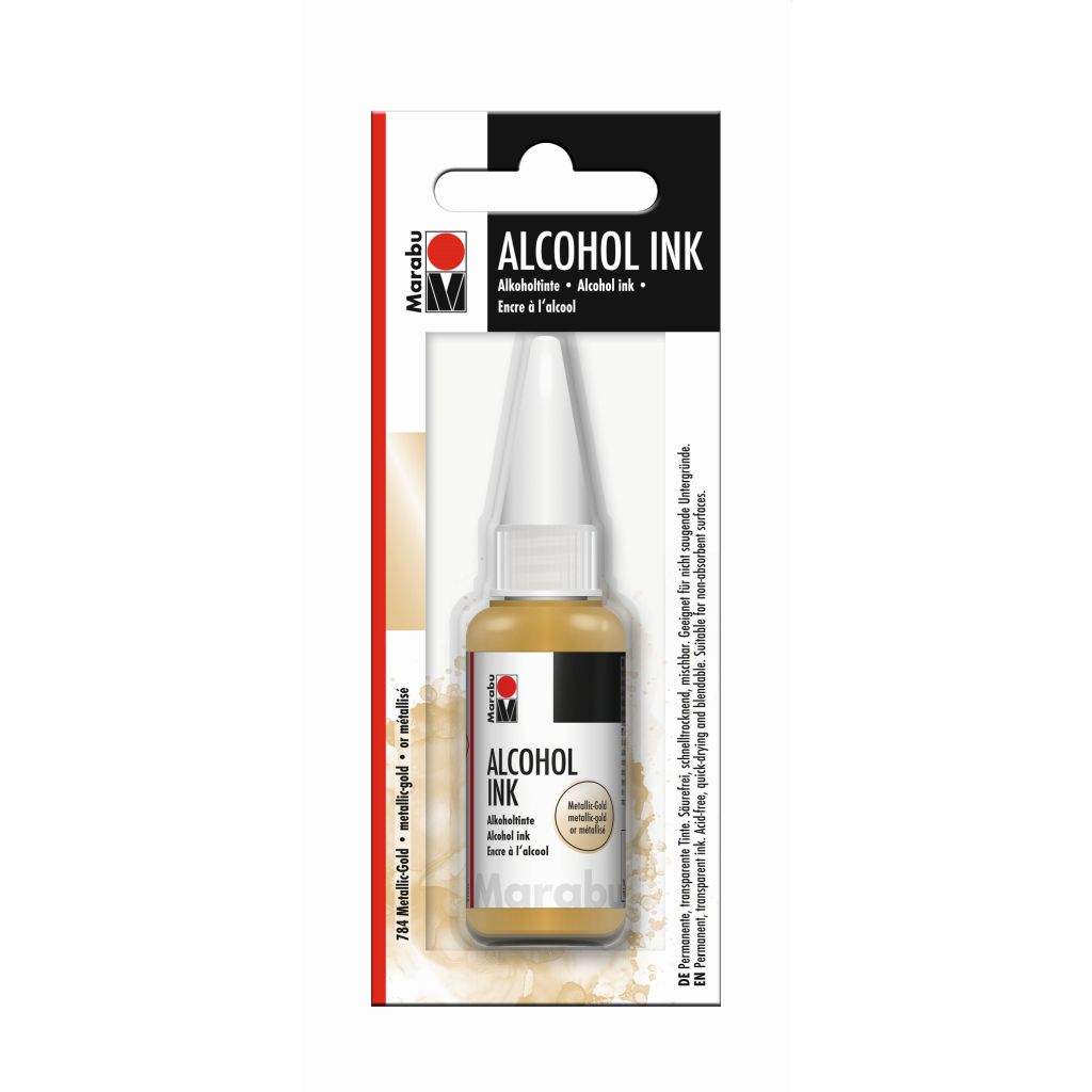 Marabu Alcohol Ink - Bottle of 20 ML - Metallic Gold (784) - Blister Pack