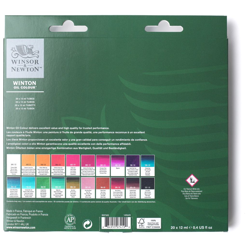 Winsor & Newton Winton Oil Colour - Access Set - 20 Tubes of 12 ML