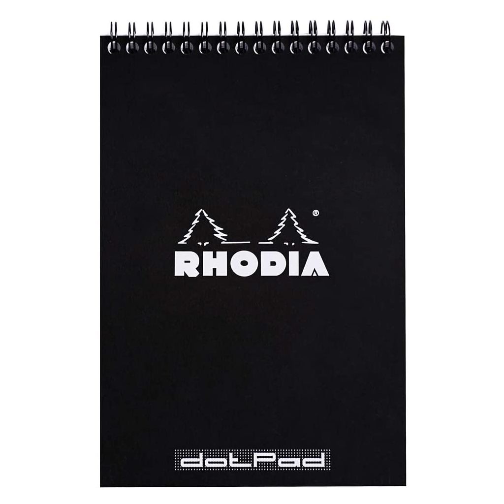 Rhodia - Classic Black - Wirebound - Dot Grid Notepad - A5 (148 mm x 210 mm or 5.8