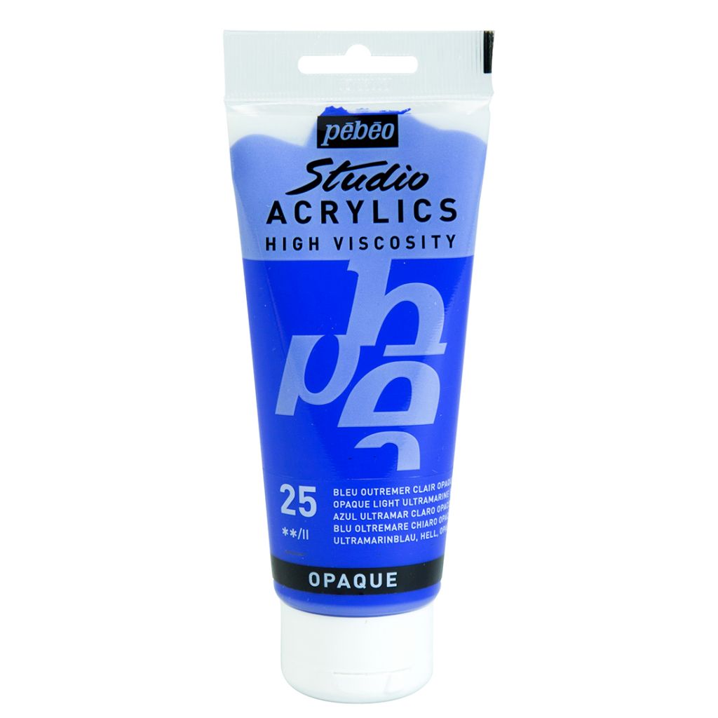 Pebeo High Viscosity Studio Acrylics - Opaque Light Ultramarine Blue (25) - Tube of 250 ML