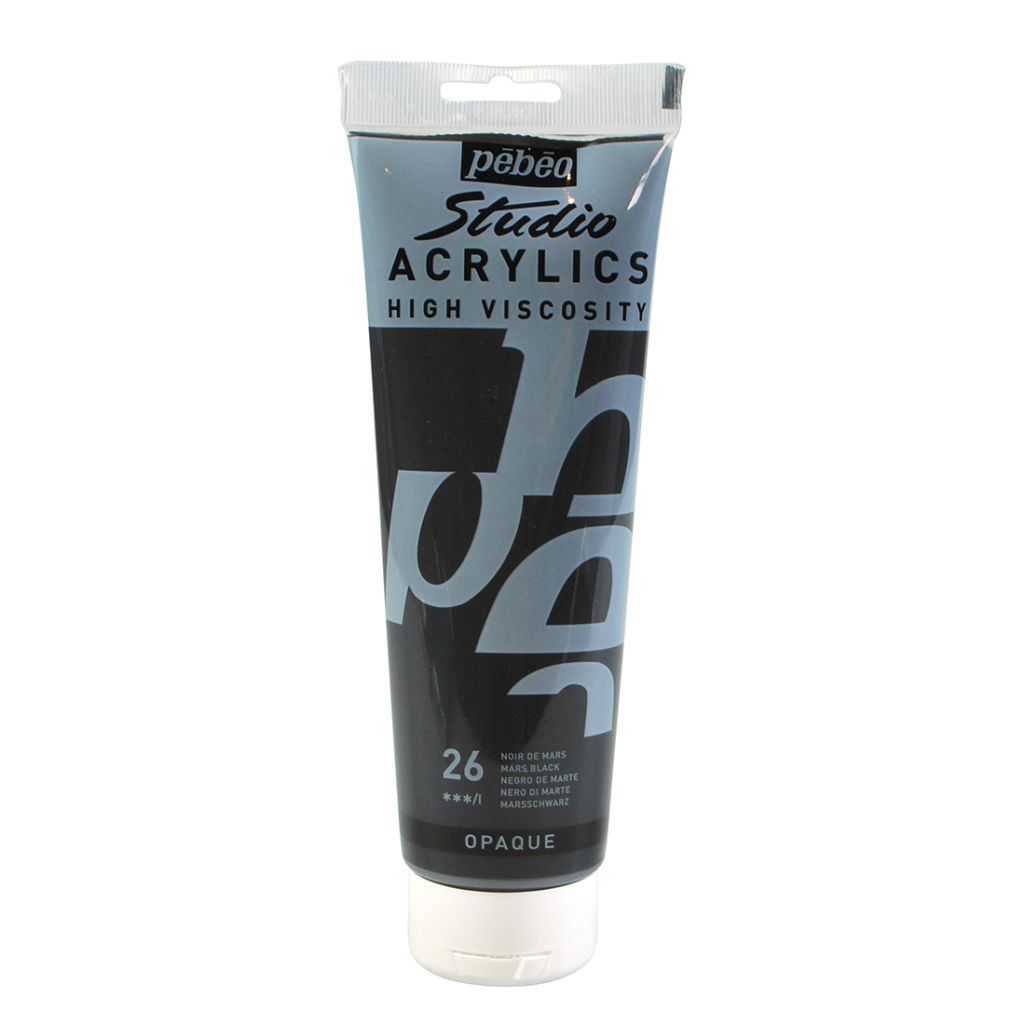 Pebeo High Viscosity Studio Acrylics - Mars Black (26) - Tube of 250 ML