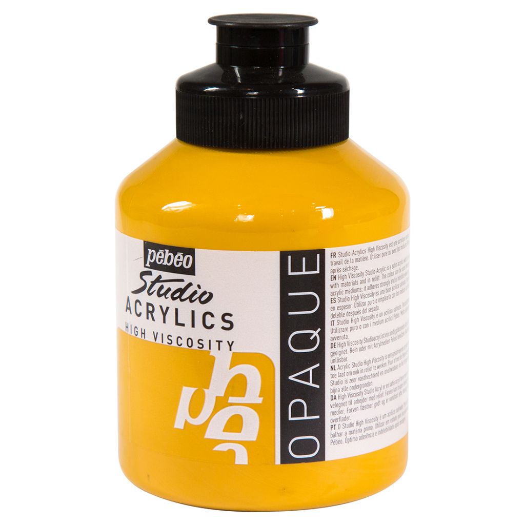 Pebeo High Viscosity Studio Acrylics - Yellow Ochre (27) - Jar of 500 ML