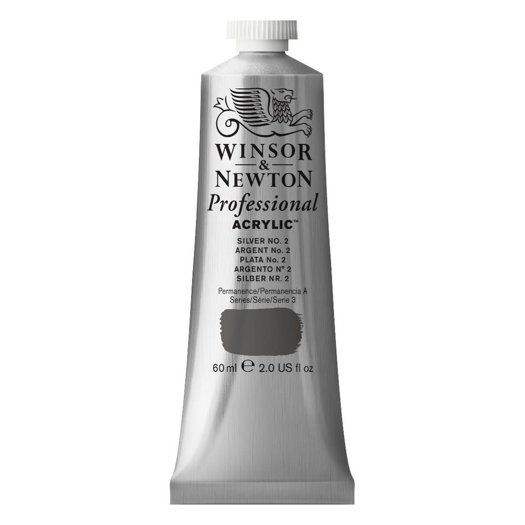 Winsor & Newton Professional Acrylic Colour - Tube of 60 ML - Silver No. 2 (624)