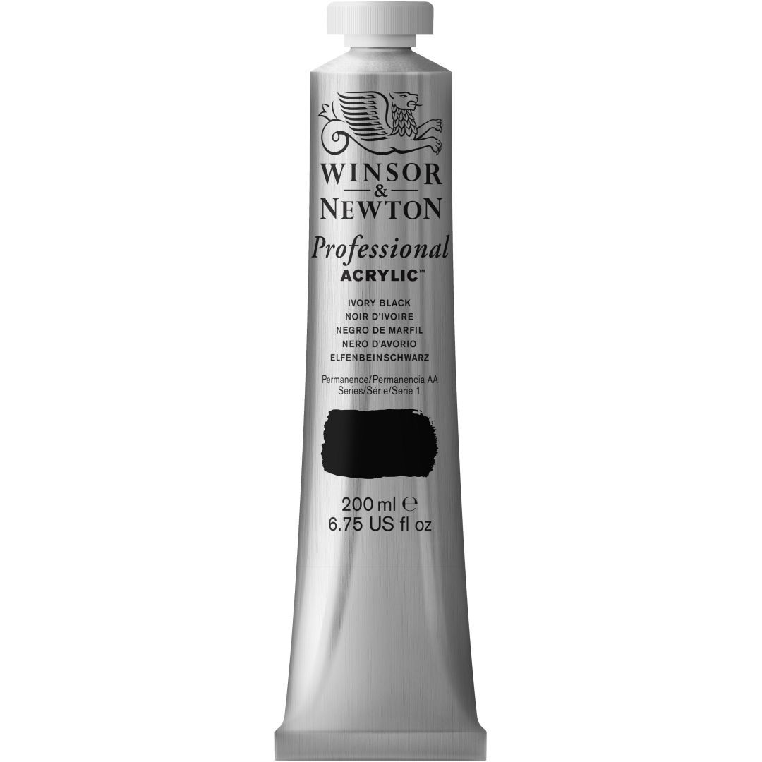 Winsor & Newton Professional Acrylic Colour - Tube of 200 ML - Ivory Black (331)