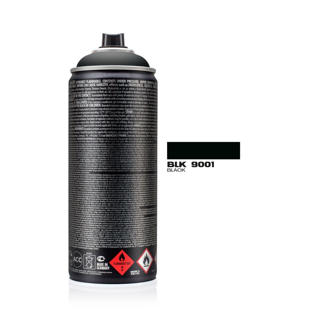 Montana Black Spray Paint - 400 ML Can - Black (BLK9001)