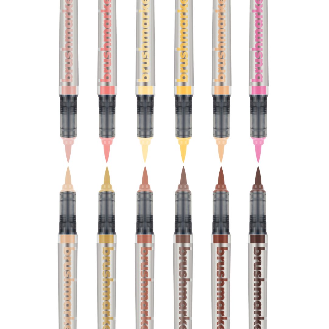 Karin Brushmarker PRO - Water-Based - Brush Tip - Skin Colours - 12 Colours