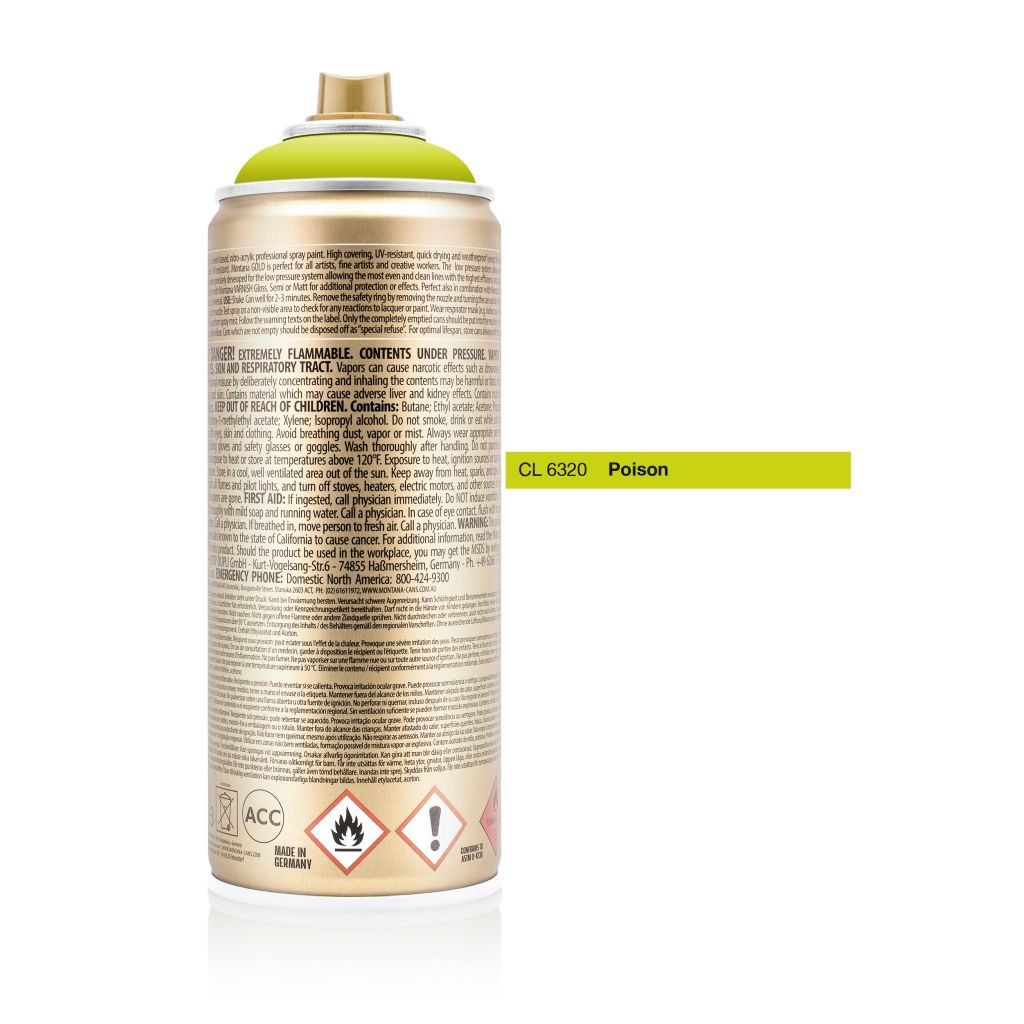 Montana Gold Acrylic Professional Spray Paint - 400 ML Can - Poison (CL 6320)