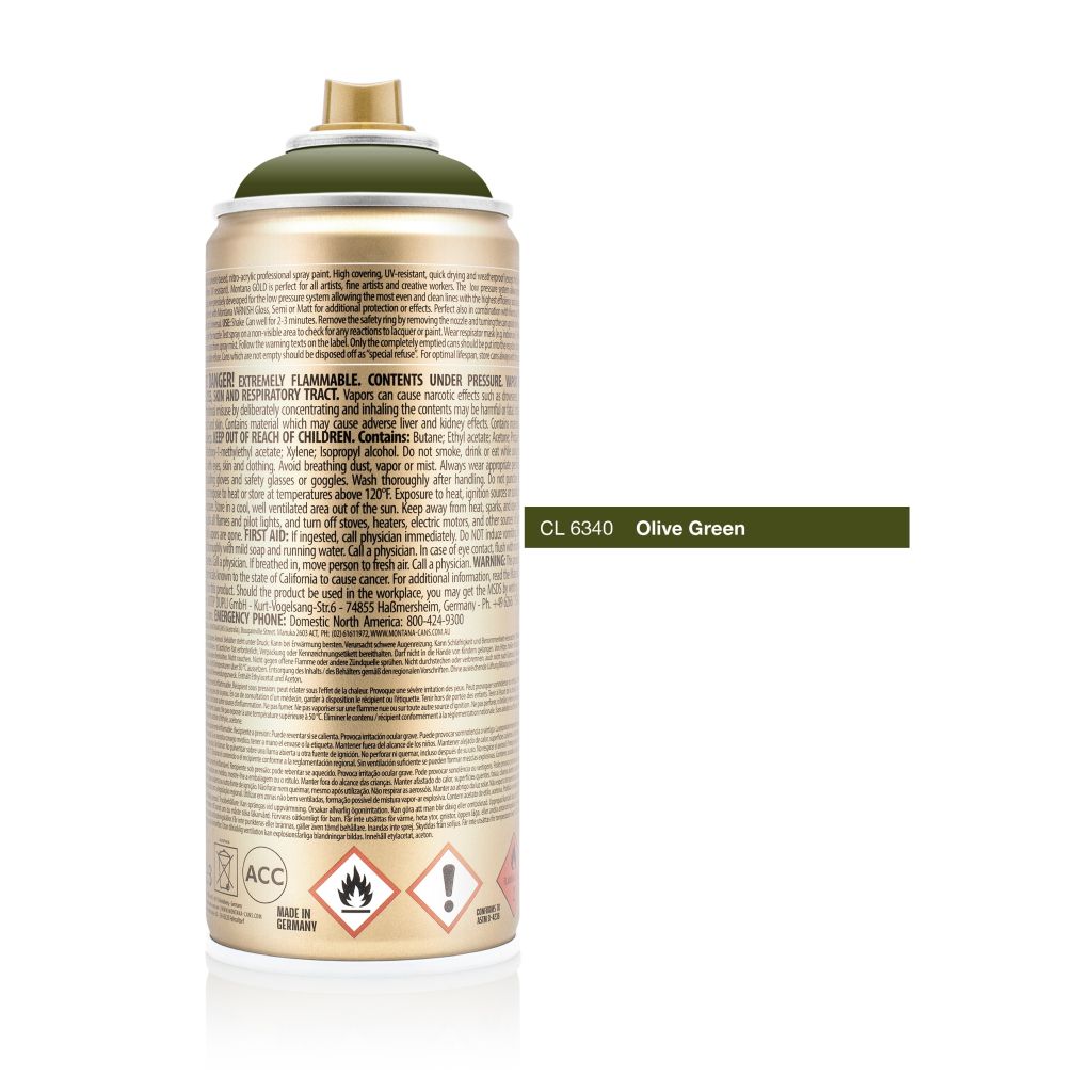 Montana Gold Acrylic Professional Spray Paint - 400 ML Can - Olive Green (CL 6340)