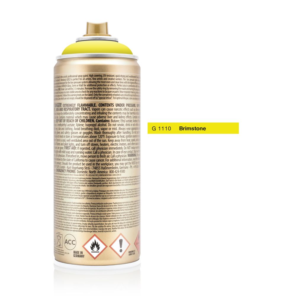 Montana Gold Acrylic Professional Spray Paint - 400 ML Can - Brimstone (G 1110)