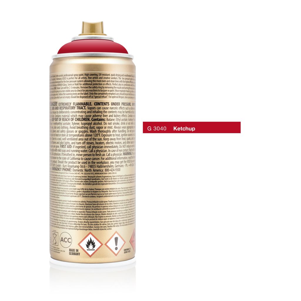 Montana Gold Acrylic Professional Spray Paint - 400 ML Can - Ketchup (G 3040)