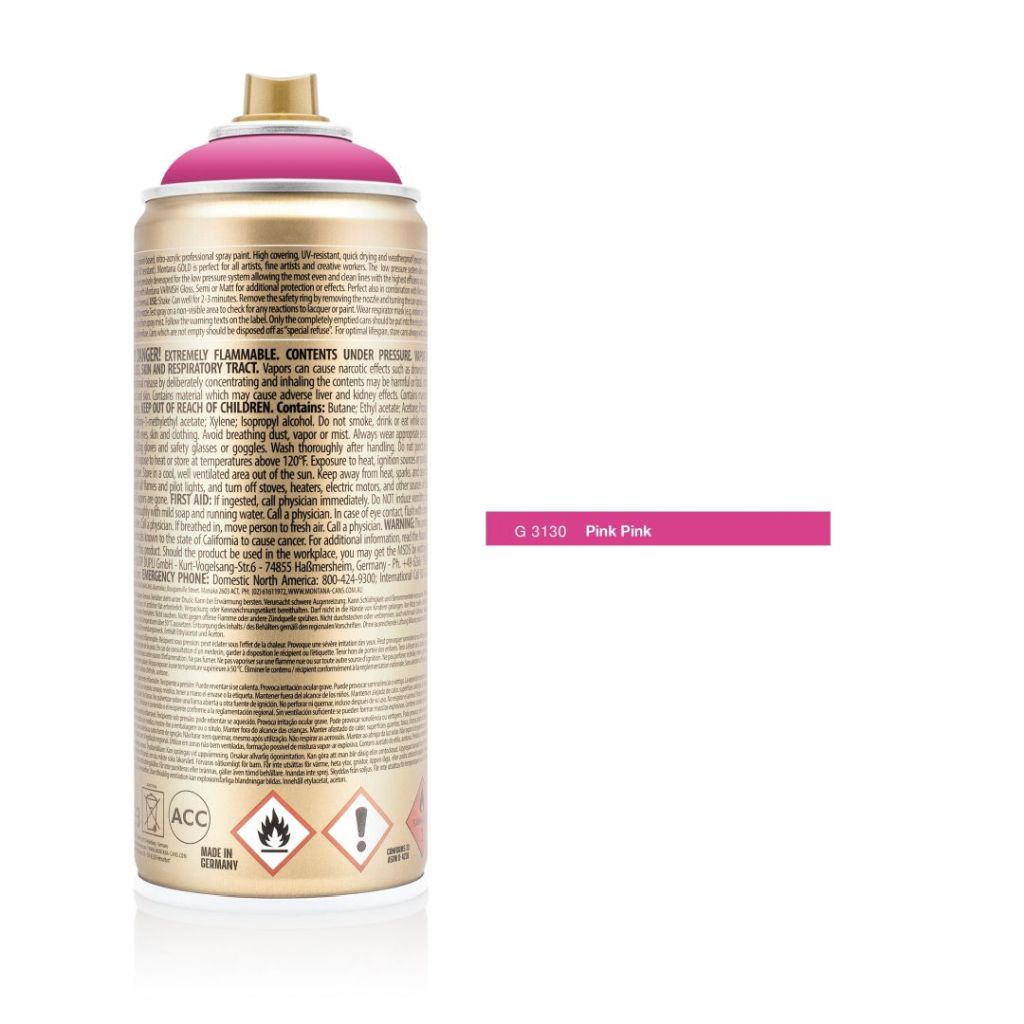 Montana Gold Acrylic Professional Spray Paint - 400 ML Can - Pink Pink (G 3130)