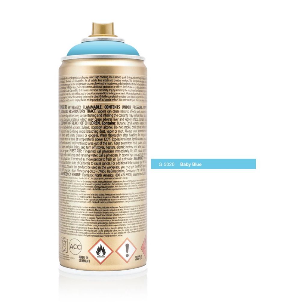 Montana Gold Acrylic Professional Spray Paint - 400 ML Can - Baby Blue (G 5020)