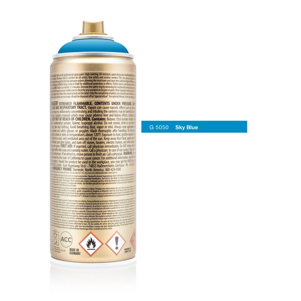 Montana Gold Acrylic Professional Spray Paint - 400 ML Can - Sky Blue (G 5050)