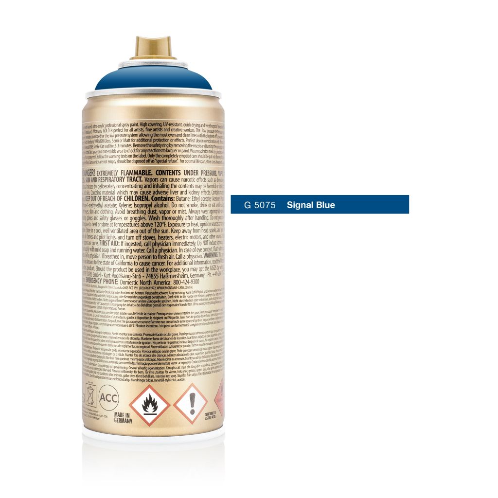 Montana Gold Acrylic Professional Spray Paint - 400 ML Can - Signal Blue (G 5075)