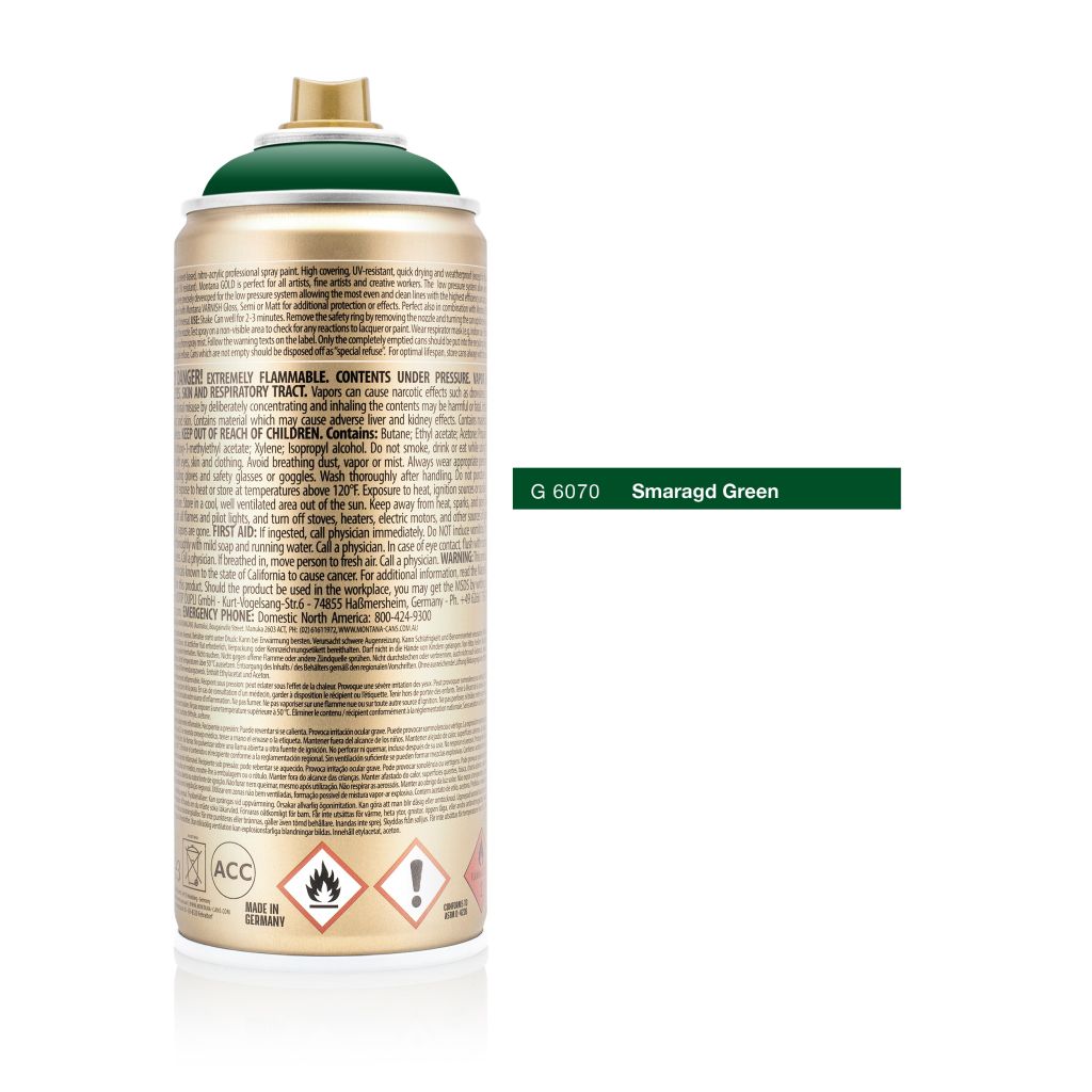 Montana Gold Acrylic Professional Spray Paint - 400 ML Can - Smaragd Green (G 6060)