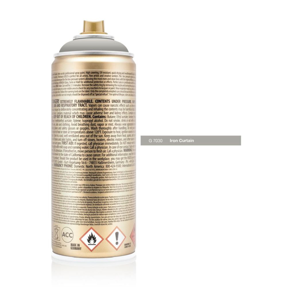 Montana Gold Acrylic Professional Spray Paint - 400 ML Can - Iron Curtain (G 7030)