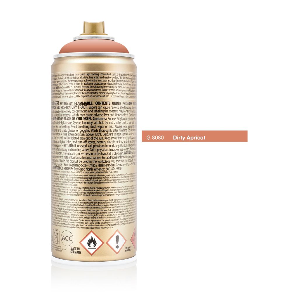 Montana Gold Acrylic Professional Spray Paint - 400 ML Can - Dirty Apricot (G 8080)