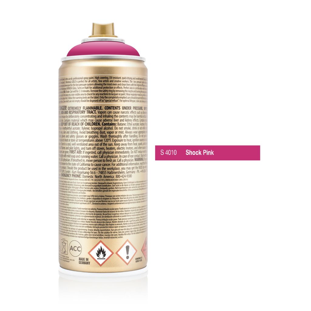 Montana Gold Acrylic Professional Spray Paint - 400 ML Can - Shock Pink (S 4010)