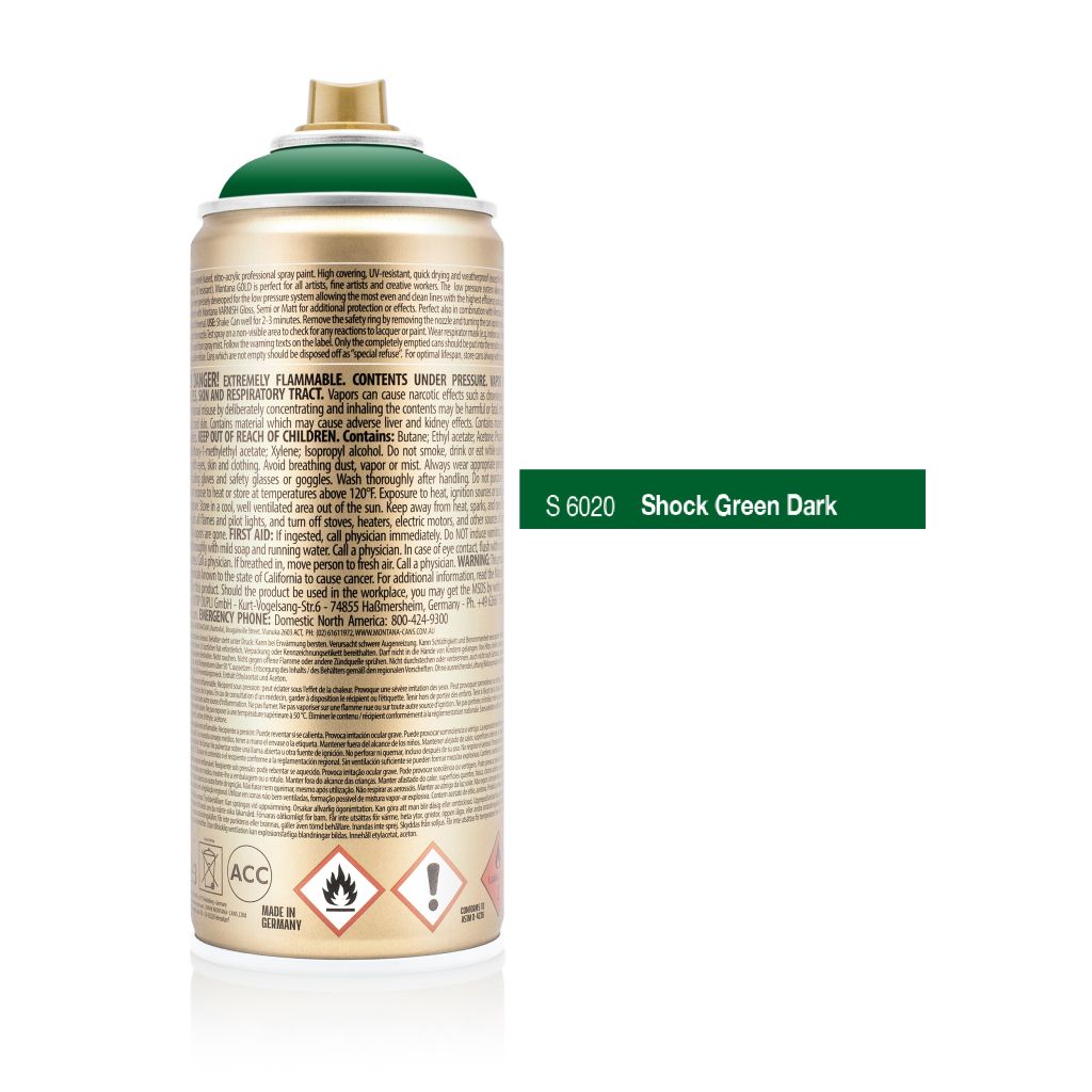 Montana Gold Acrylic Professional Spray Paint - 400 ML Can - Shock Green (S 6020)