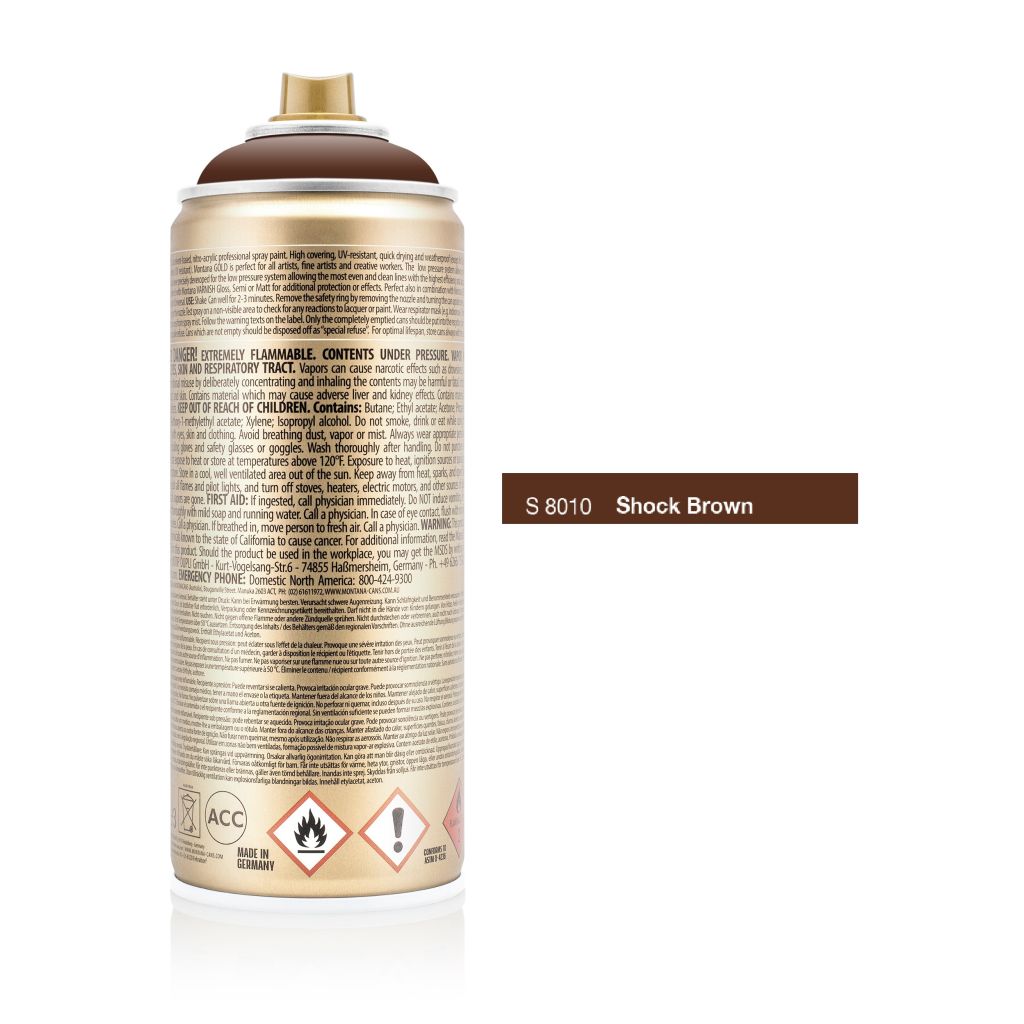 Montana Gold Acrylic Professional Spray Paint - 400 ML Can - Shock Brown (S 8010)