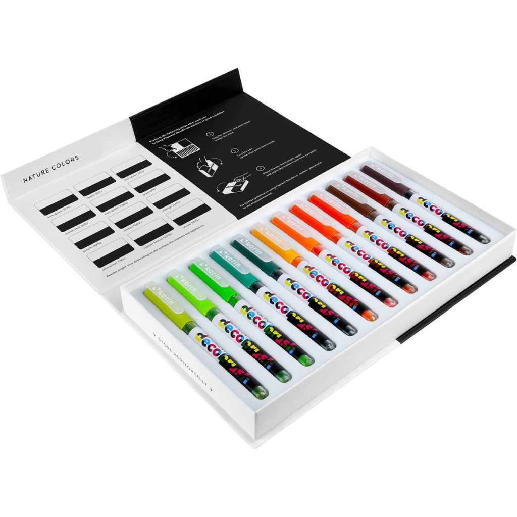 Karin Pigment DecoBrush Acrylic Marker - Nature Colours Set - 12 Colours