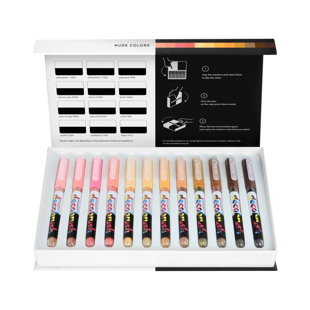 Karin Pigment DecoBrush Acrylic Marker - Nude Colours Set - 12 Colours