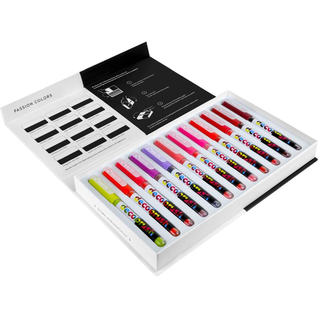 Karin Pigment DecoBrush Acrylic Marker - Passion Colours Set - 12 Colours