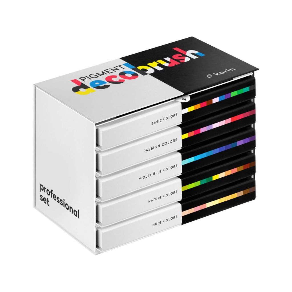 Karin Pigment DecoBrush Acrylic Marker - Professional Set - 60 Colours