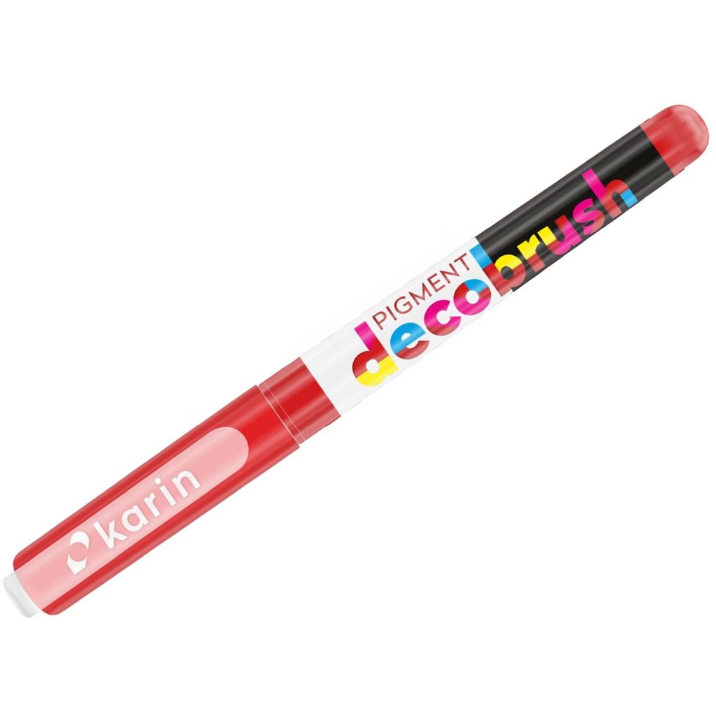 Karin Pigment DecoBrush Acrylic Marker - Brush Tip - Red (032U)