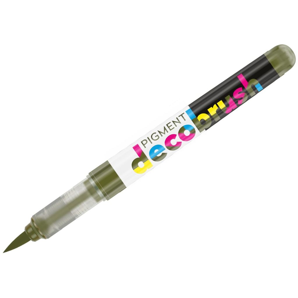 Karin Pigment DecoBrush Acrylic Marker - Brush Tip - Olive Green (371U)