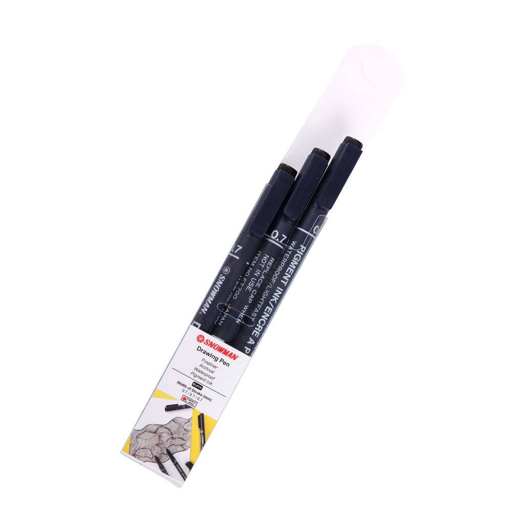 Snowman Drawing, Zentangle & Manga Pens - Black - 0.7 - Pack of 3