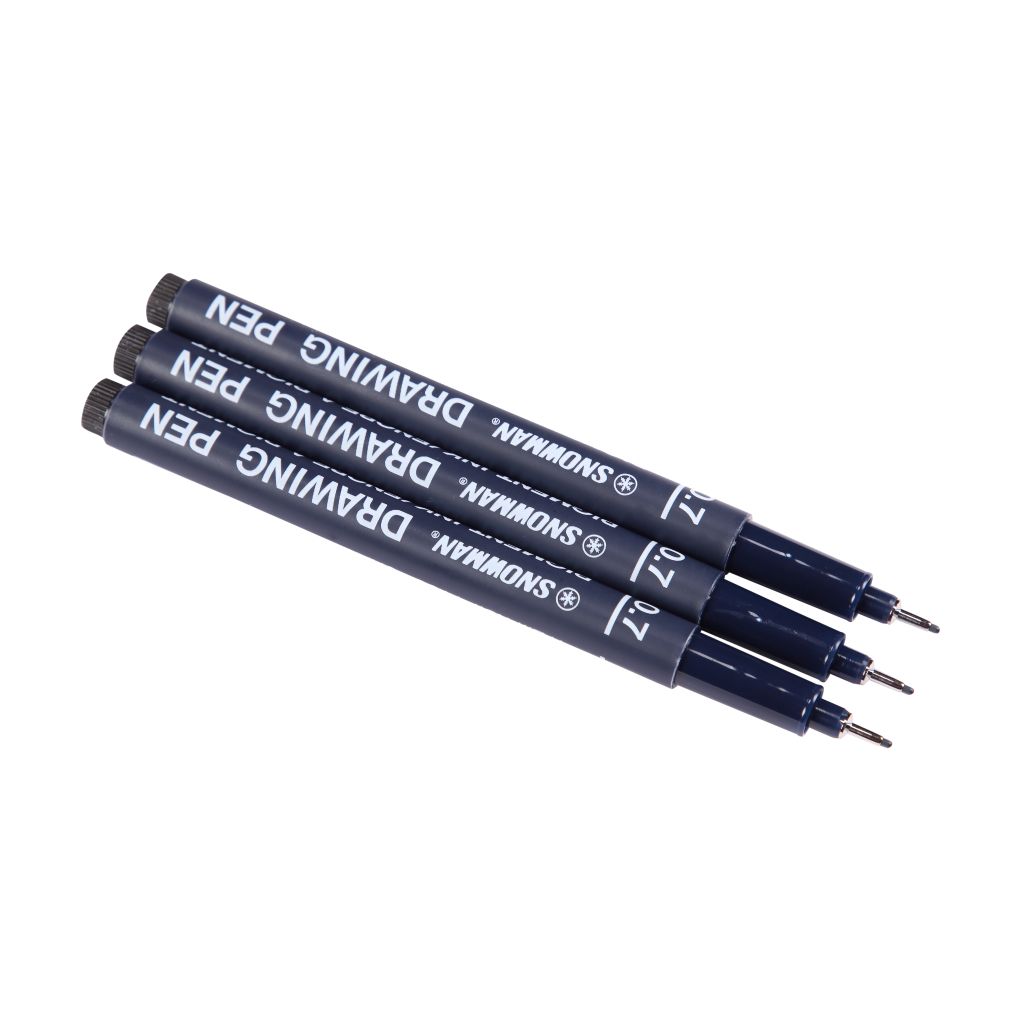 Snowman Drawing, Zentangle & Manga Pens - Black - 0.7 - Pack of 3