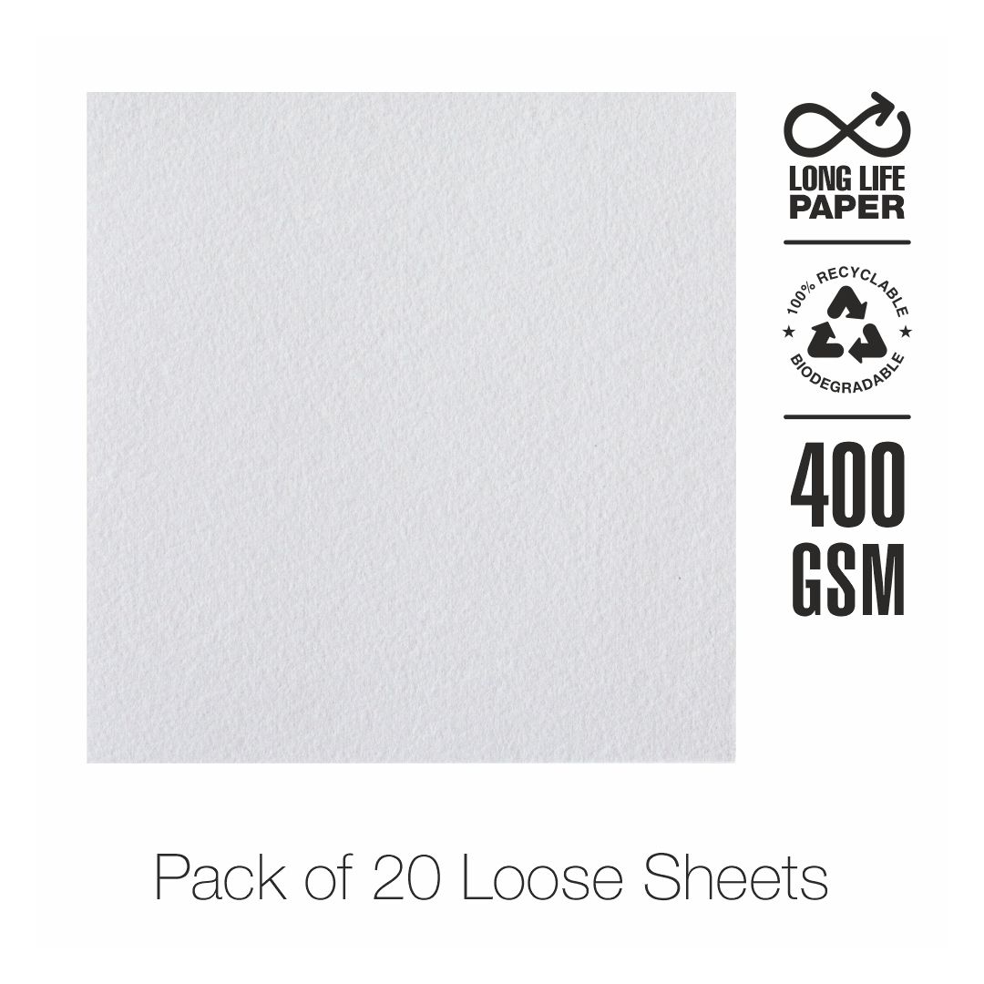 Anupam Acrylic Painting Paper A5 400 GSM Smooth Natural White Paper, Polypack of 20 Sheets