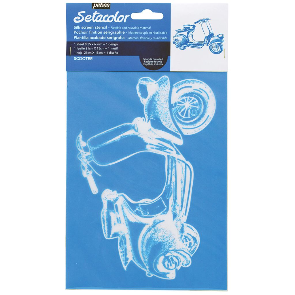 Pebeo Setacolor Silk Screen Stencil - Scooter - A5 Size - 1 designs