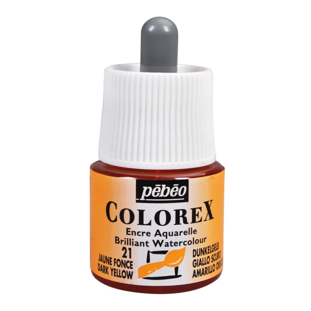 Pebeo Colorex Watercolour Inks - Bottle of 45 ML - Dark Yellow (021)