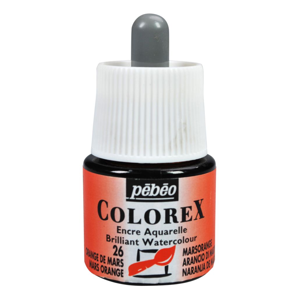 Pebeo Colorex Watercolour Inks - Bottle of 45 ML - Mars Orange (026)