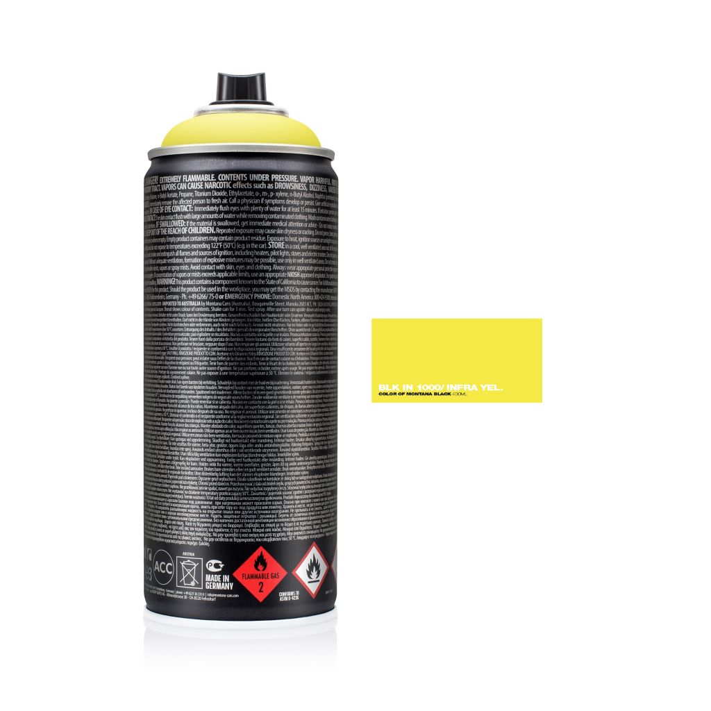 Montana Black Spray Paint - 400 ML Can - Infra Yellow (BLK IN1000)