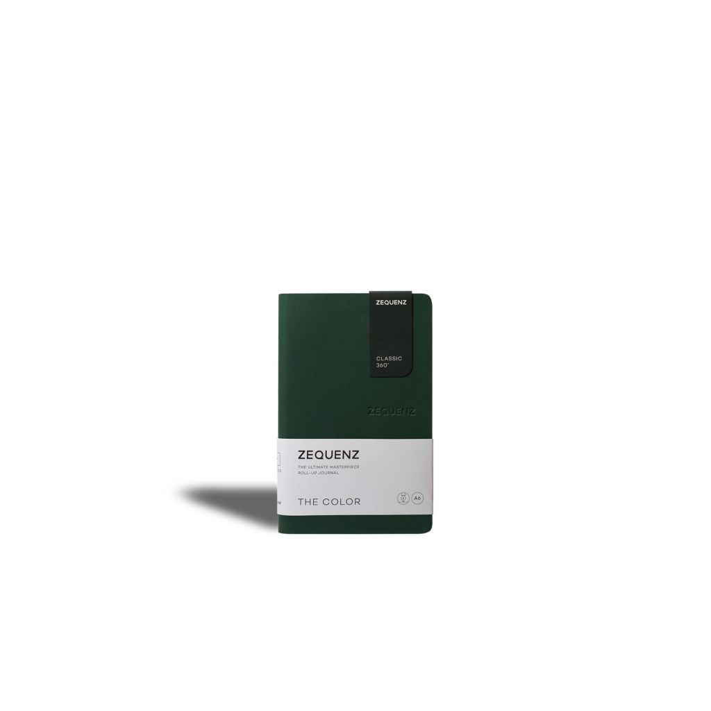 Zequenz Classic 360 - The Color Collection - Flexible Roll-Up Journal Emerald Cover - Blank A6 (9 x 14 cm) - Cream Coloured Paper - 80 GSM - Notebook of 100 Sheets